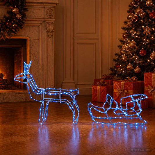 vidaXL Reindeer and Sleigh Christmas Decoration LOVIISA 240 LED's