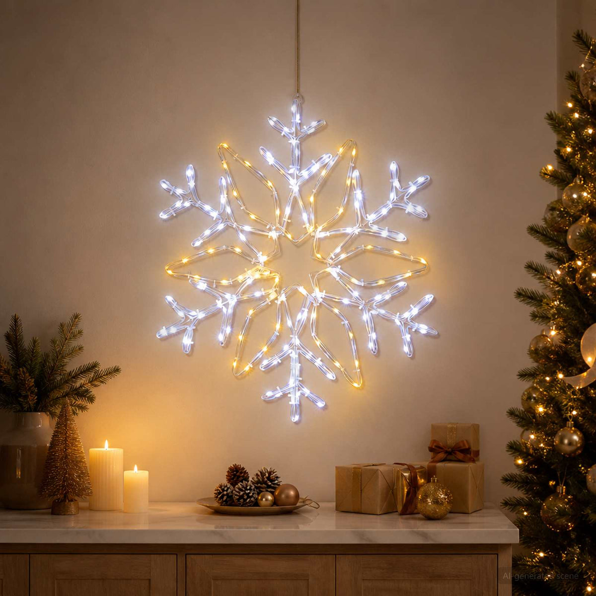 Kerstverlichting sneeuwvlok LOVIISA 140 LED's Koel wit Ø 55 cm is nu te koop bij PeponiXL, paradijselijk wonen!