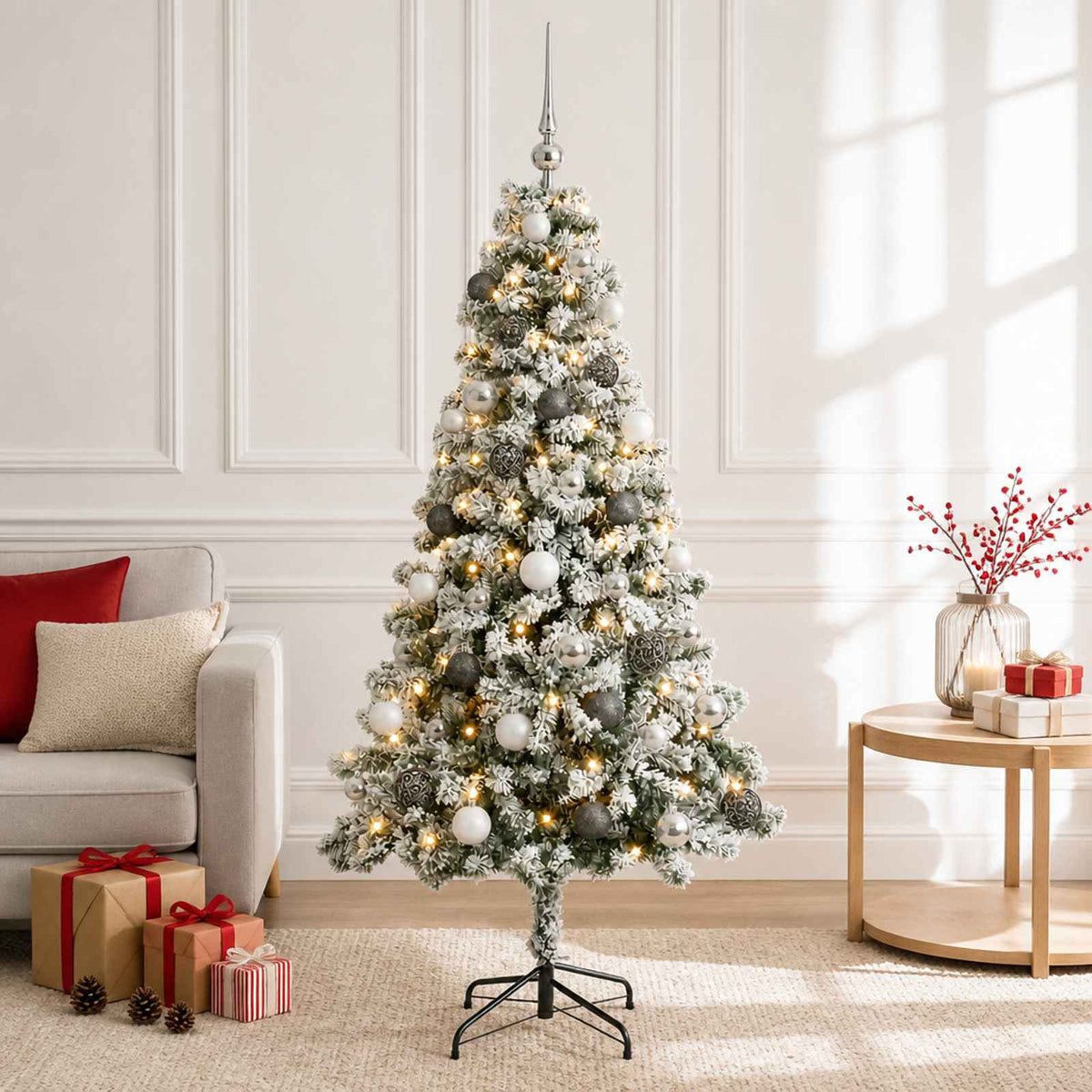 vidaXL Kunstkerstboom met Ballen 120 cm 150 LED's Warmwit