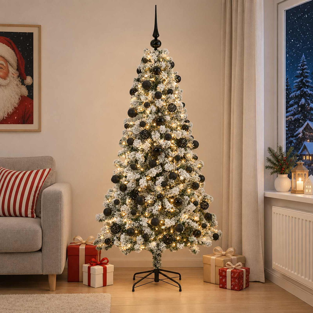 vidaXL Kunstkerstboom met Ballen 240 cm 300 LED's Warmwit