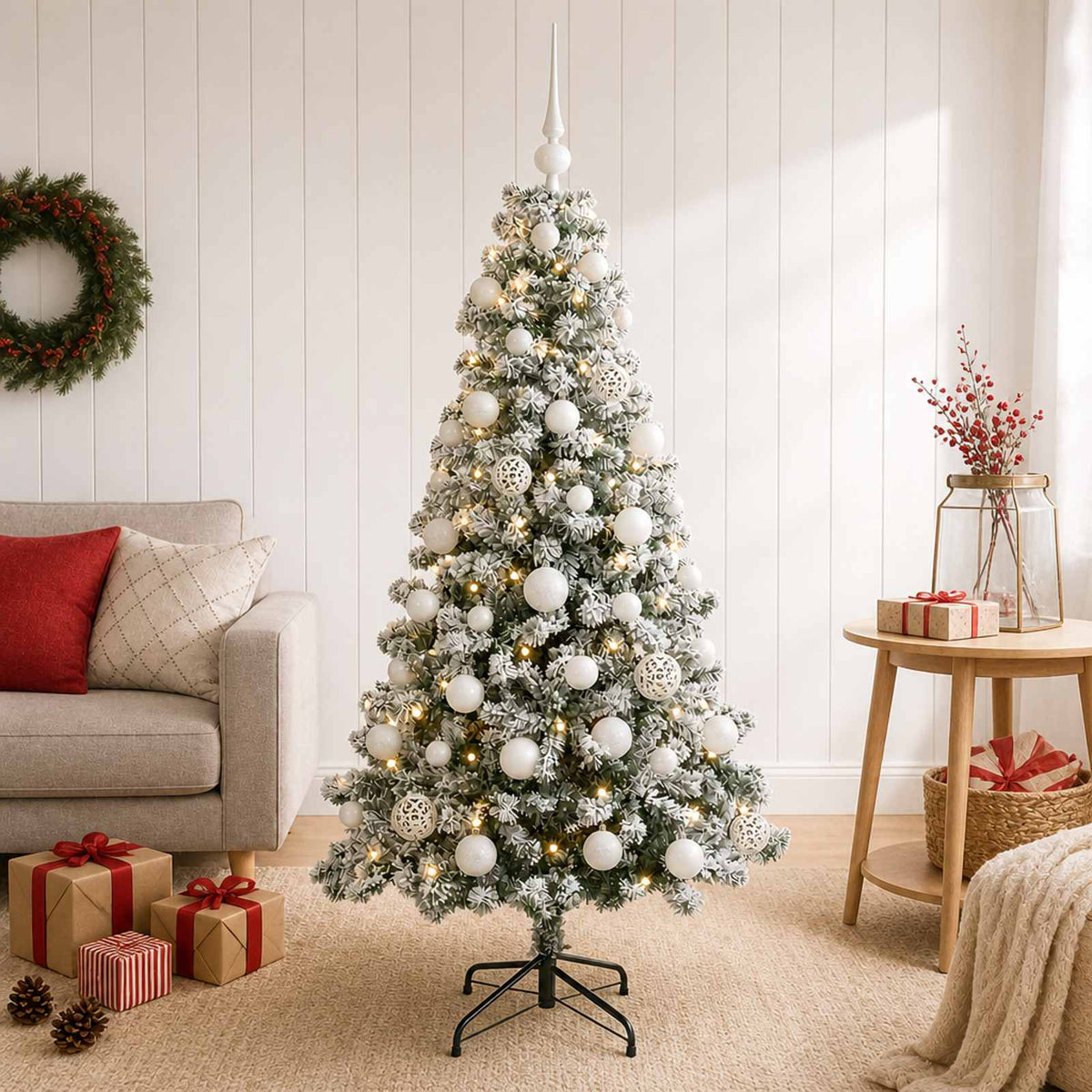 Kunstkerstboom met Ballen 120 cm 150 LED's Warmwit is nu te koop bij PeponiXL, paradijselijk wonen!