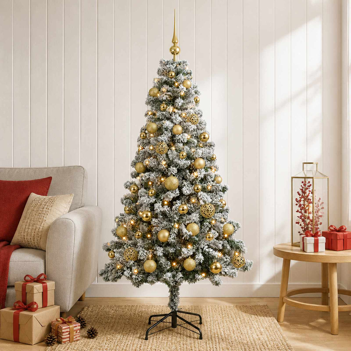 Kunstkerstboom met Ballen 120 cm 150 LED's Warmwit is nu te koop bij PeponiXL, paradijselijk wonen!
