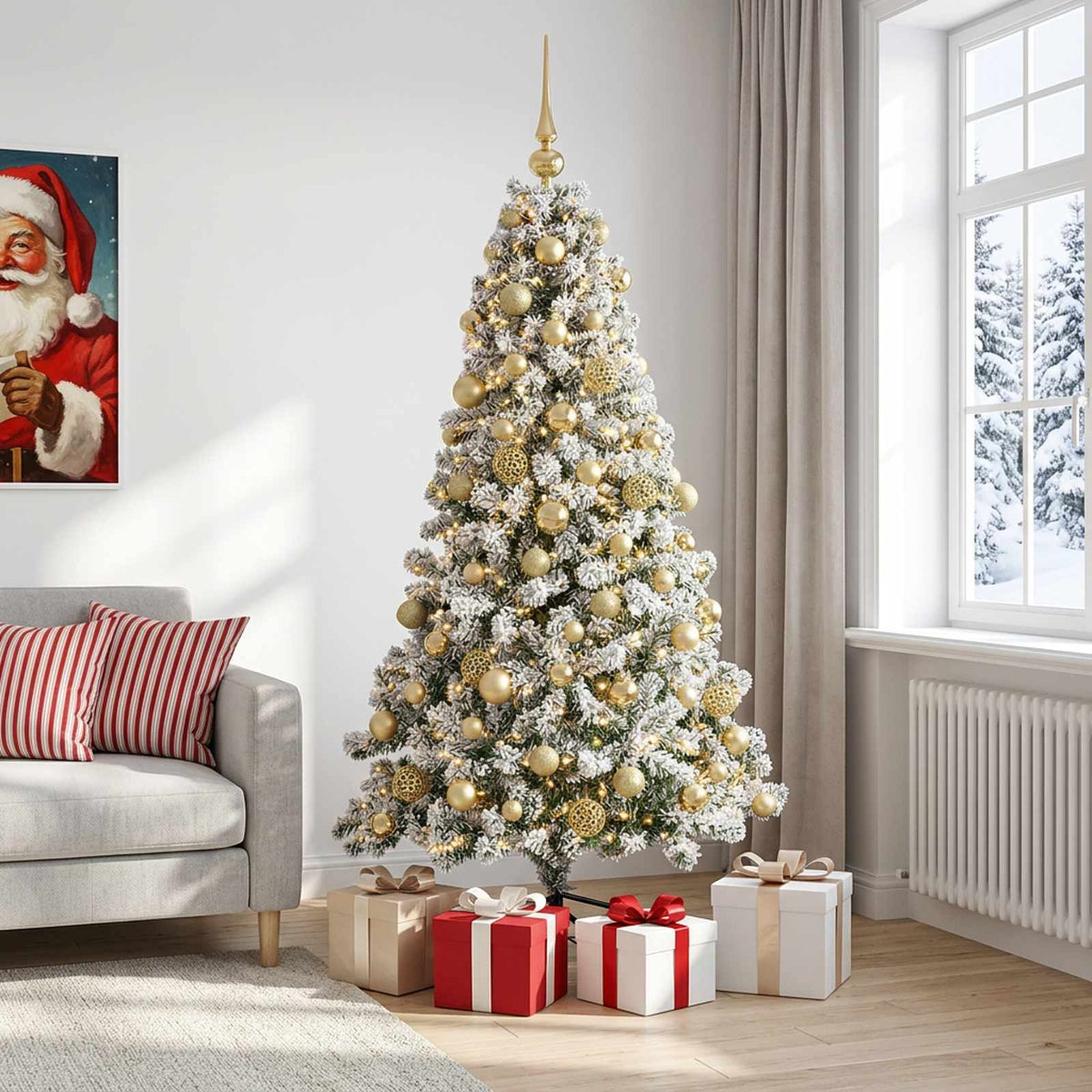 vidaXL Kunstkerstboom met Ballen 240 cm 300 LED's Warmwit