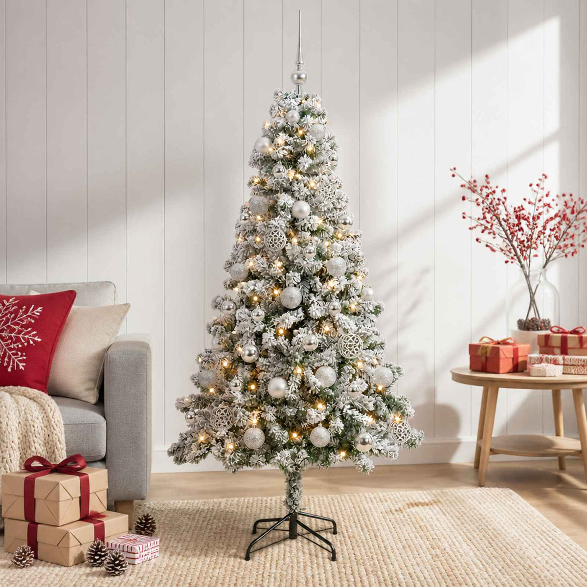 Kunstkerstboom met Ballen 120 cm 150 LED's Warmwit is nu te koop bij PeponiXL, paradijselijk wonen!