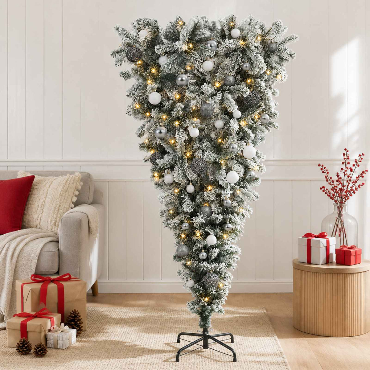 vidaXL Kunstkerstboom met kerstbal 120 cm 150 LED's Warmwit