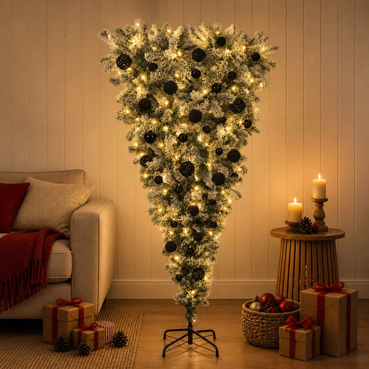 Ondersteboven Kunstmatige Gehingde Kerstboom 150 cm 150 LED's is nu te koop bij PeponiXL, paradijselijk wonen!