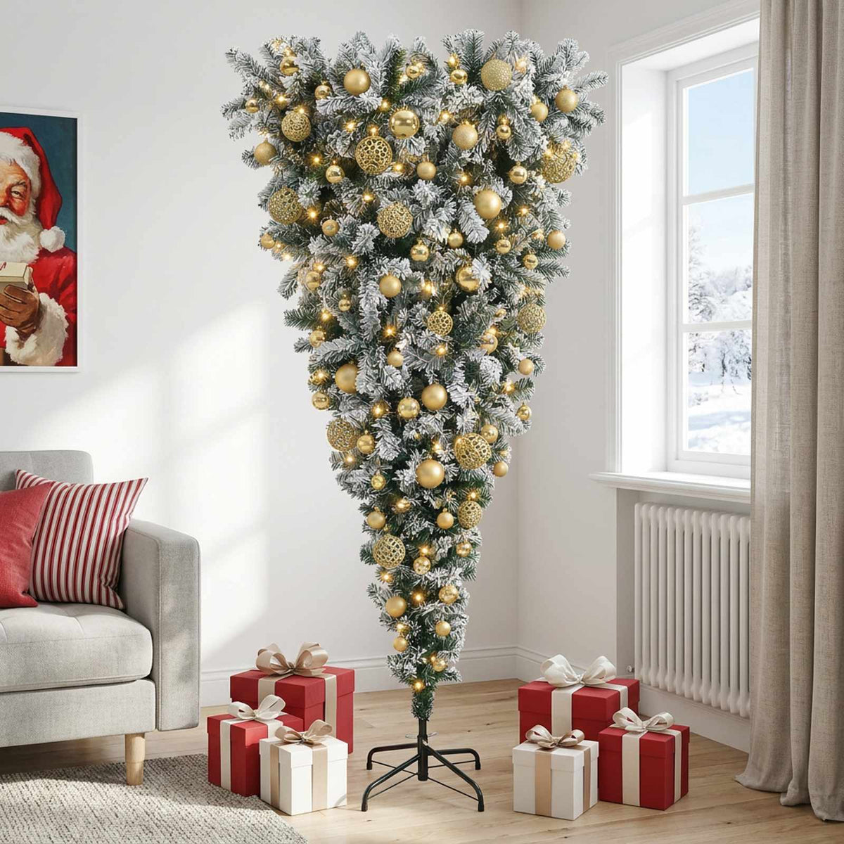 Ondersteboven Kunstmatige Gehingde Kerstboom 180 cm 300 LED's is nu te koop bij PeponiXL, paradijselijk wonen!