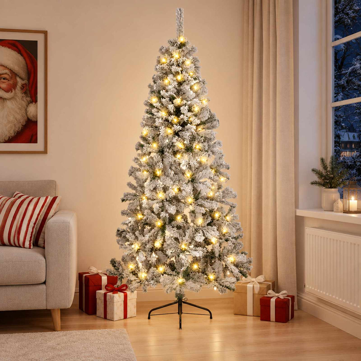 Kunstmatige Inklapbare Kerstboom 240 cm 300 LED's Warmwit is nu te koop bij PeponiXL, paradijselijk wonen!