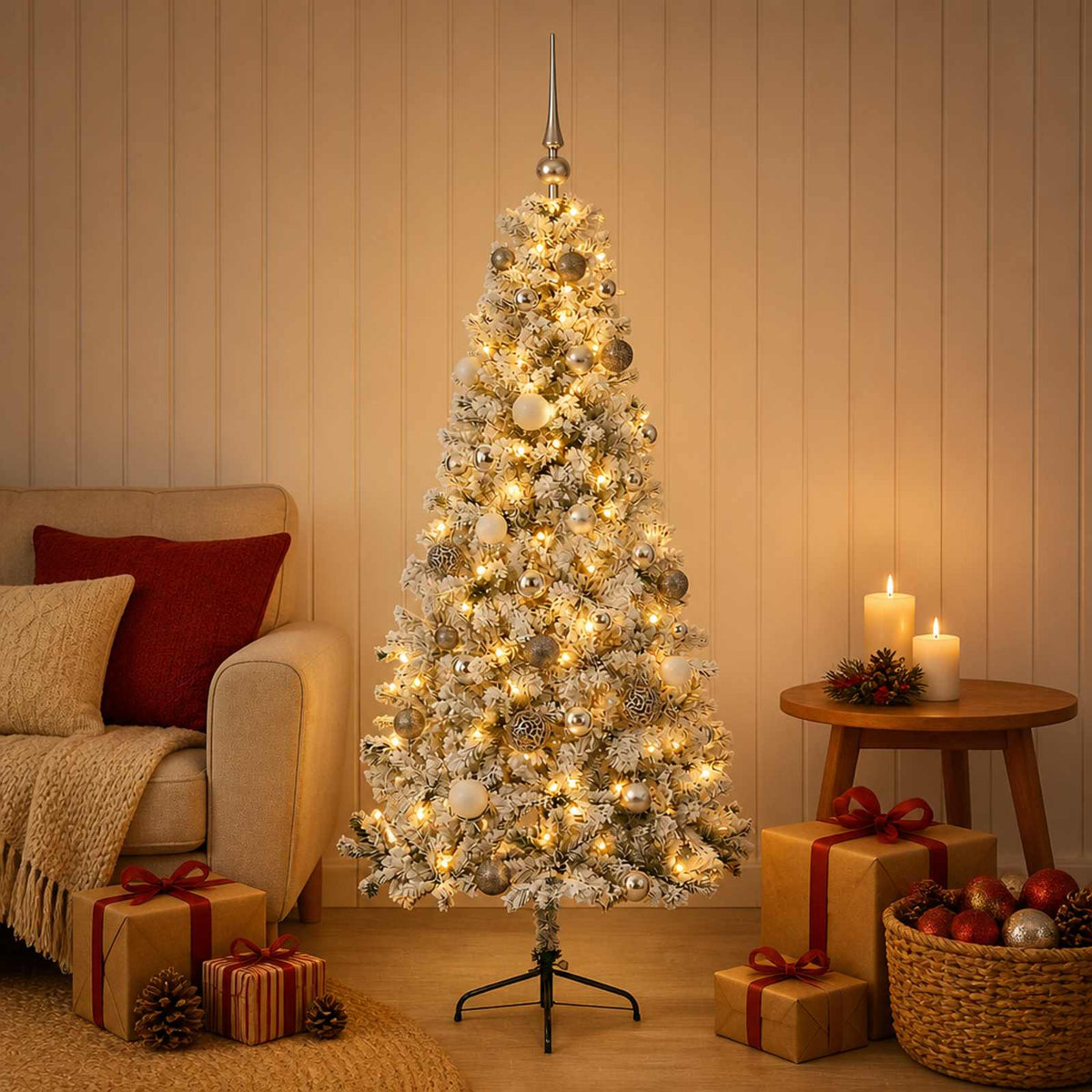 vidaXL Kunstkerstboom met kerstbal 150 cm 150 LED's Warmwit