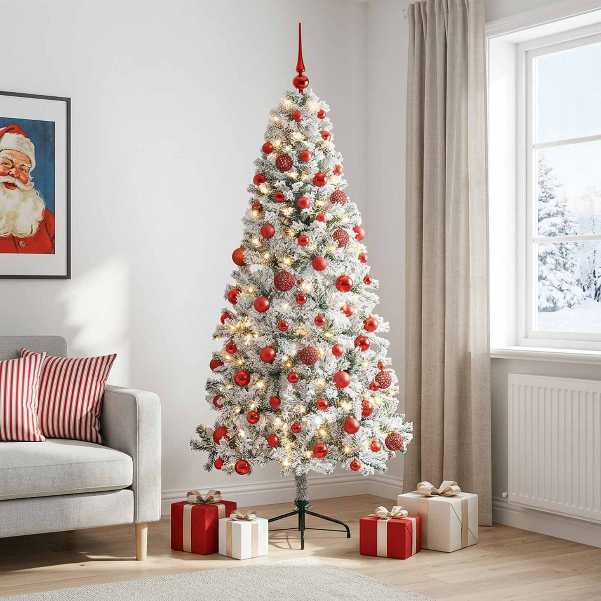 vidaXL Kunstkerstboom met kerstbal 180 cm 300 LED's Warmwit