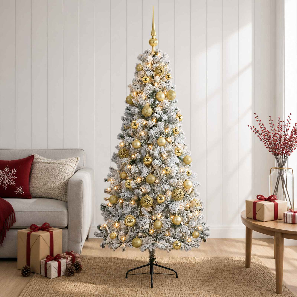 Kunstkerstboom met kerstbal 120 cm 150 LED's Warmwit is nu te koop bij PeponiXL, paradijselijk wonen!