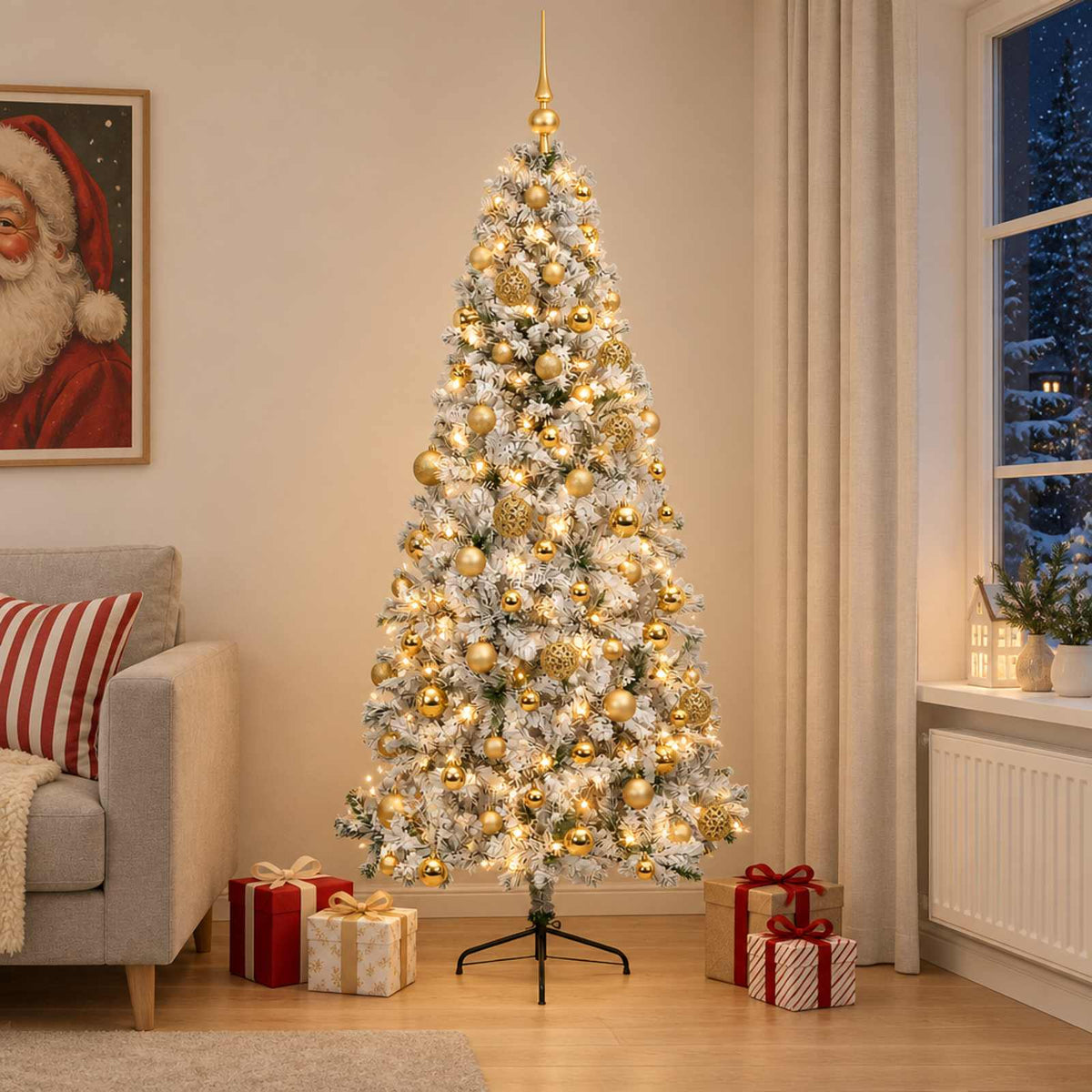 Kunstkerstboom met kerstbal 210 cm 300 LED's Warmwit is nu te koop bij PeponiXL, paradijselijk wonen!