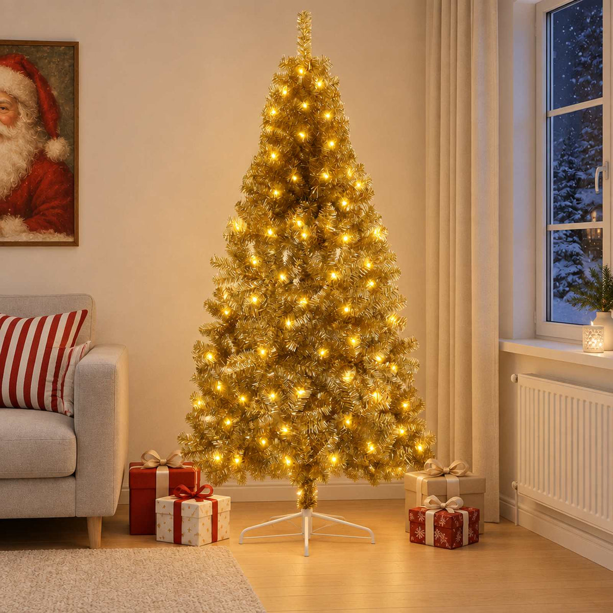 vidaXL Kunstmatige Inklapbare Kerstboom 180 cm 300 LED's Warmwit