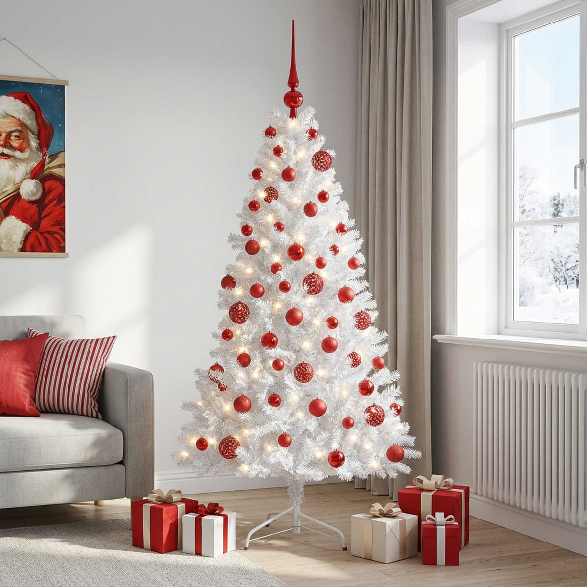Kunstkerstboom met kerstbal 180 cm 300 LED's Warmwit is nu te koop bij PeponiXL, paradijselijk wonen!