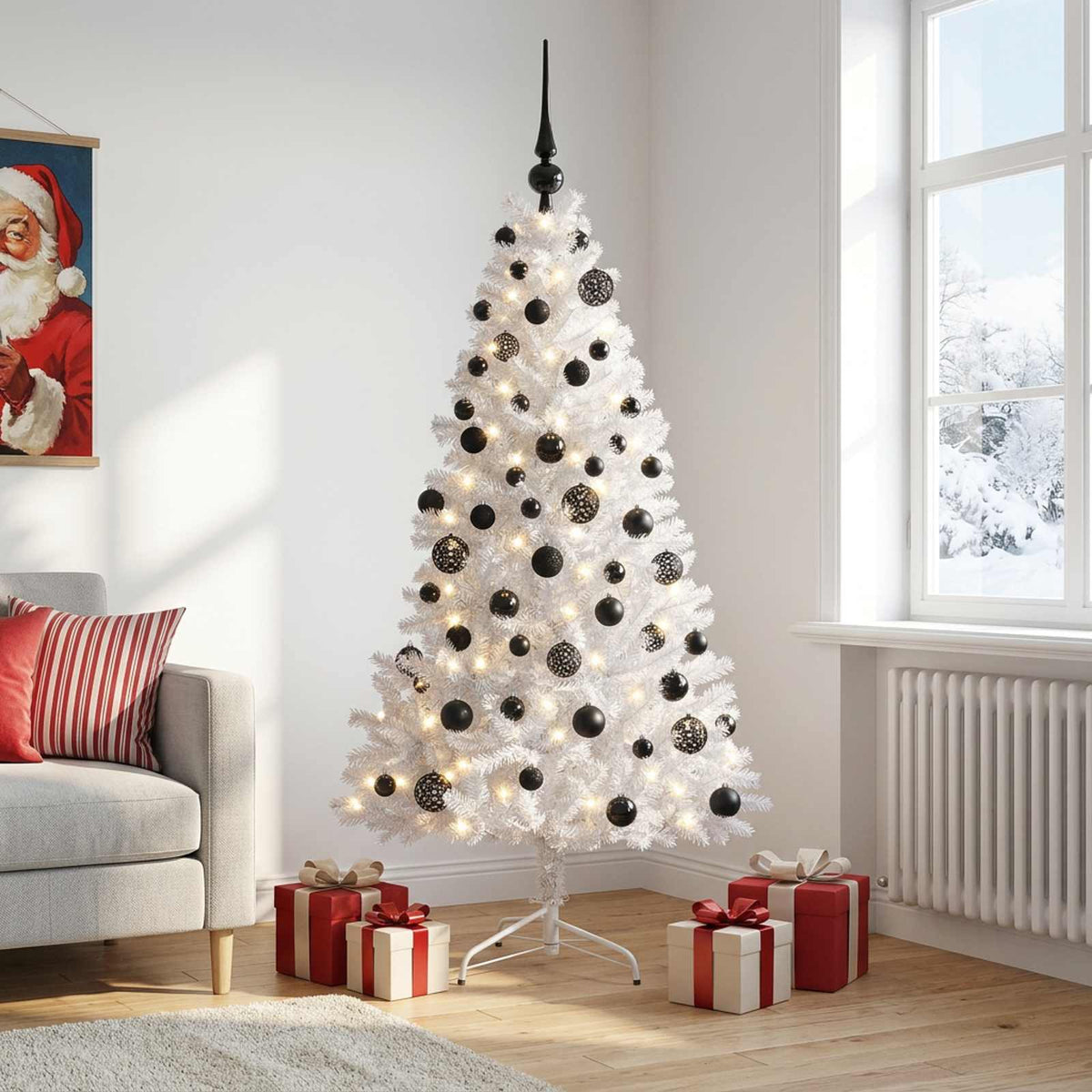 Kunstkerstboom met kerstbal 180 cm 300 LED's Warmwit is nu te koop bij PeponiXL, paradijselijk wonen!