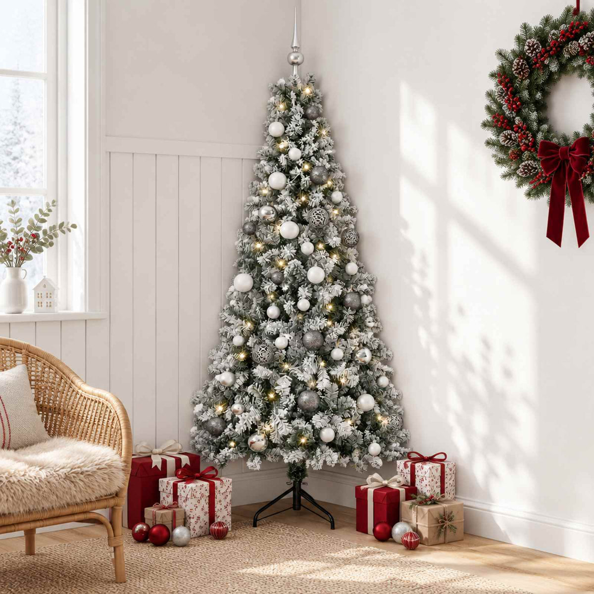 vidaXL Kunstkerstboom met kerstbal 150 cm 150 LED's Warmwit