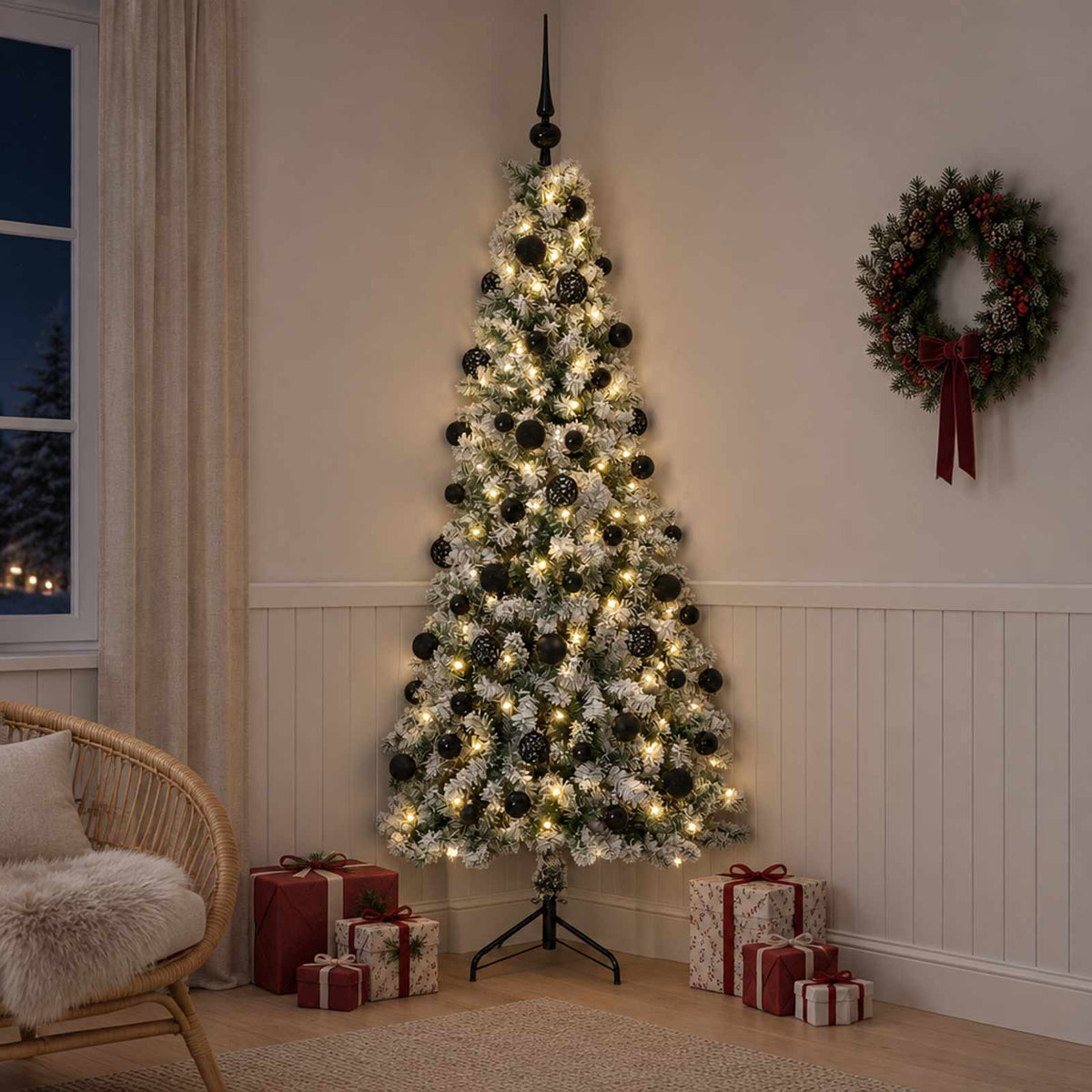 vidaXL Kunstkerstboom met kerstbal 180 cm 300 LED's Warmwit