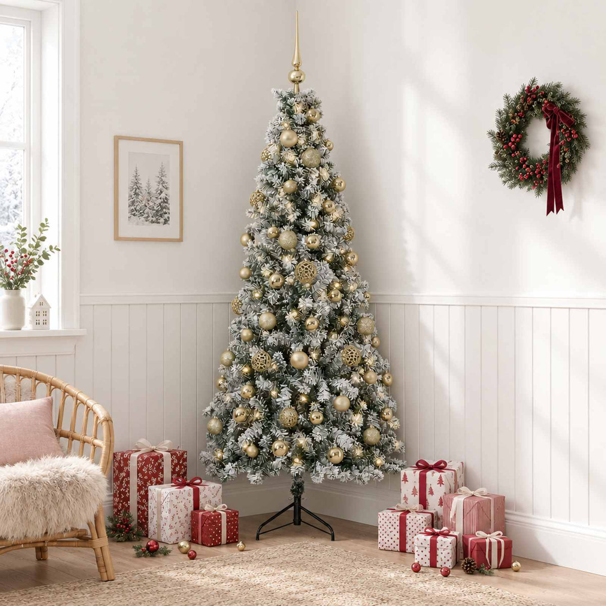vidaXL Kunstkerstboom met kerstbal 180 cm 300 LED's Warmwit