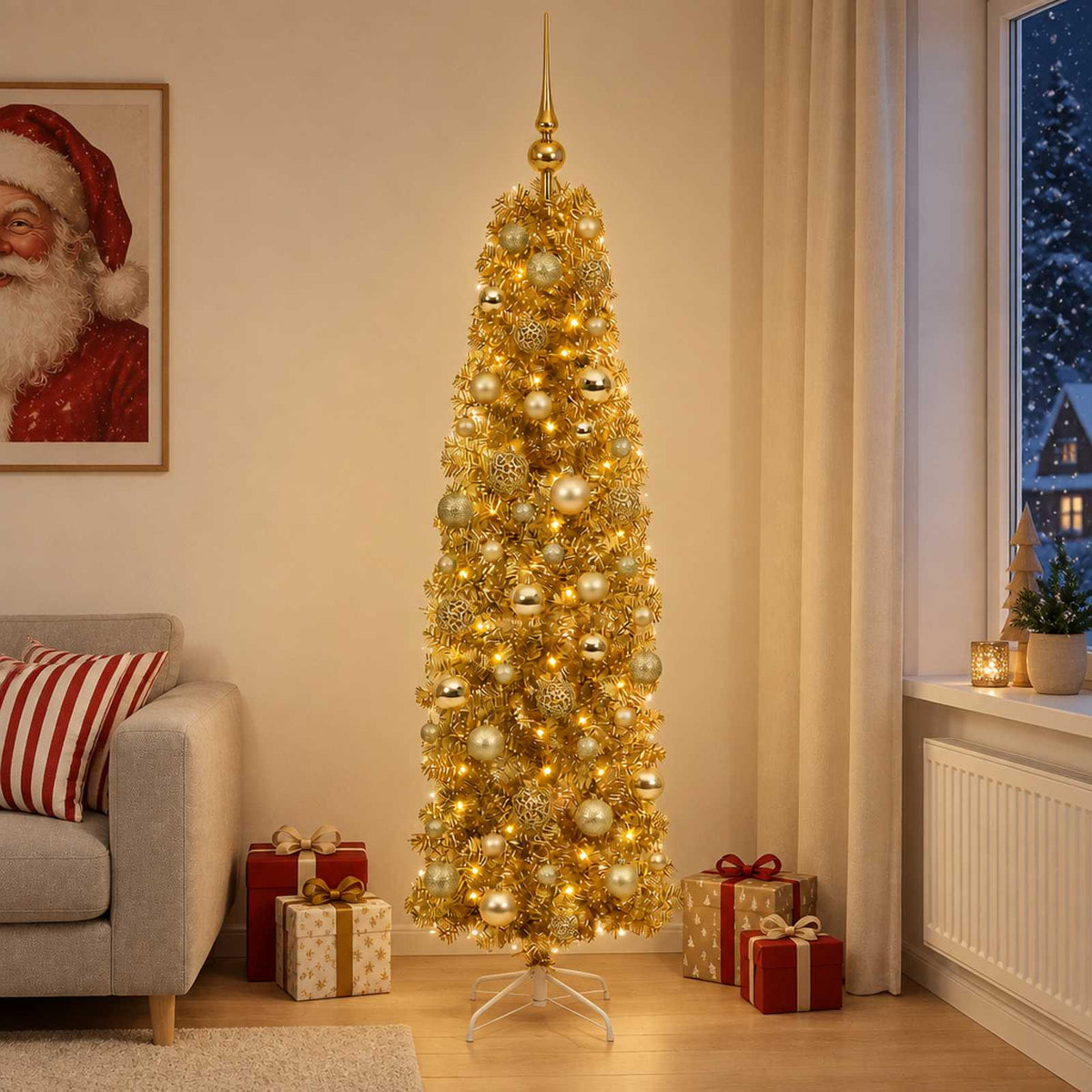 Kunst Slimme Kerstboom met Ballen 180 cm 300 LED's Warmwit is nu te koop bij PeponiXL, paradijselijk wonen!