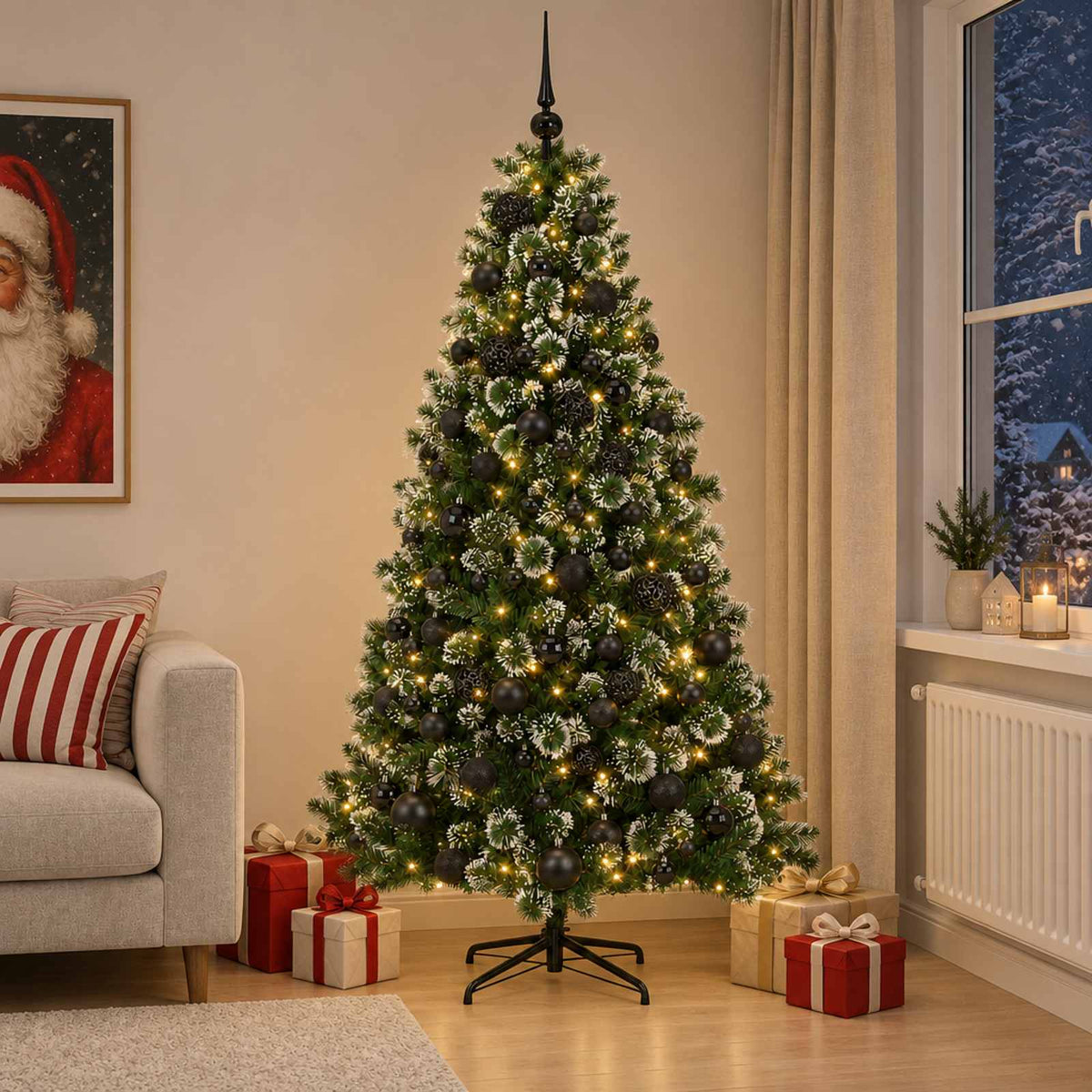 Kunstkerstboom met Ballen 210 cm 300 LED's Warmwit is nu te koop bij PeponiXL, paradijselijk wonen!