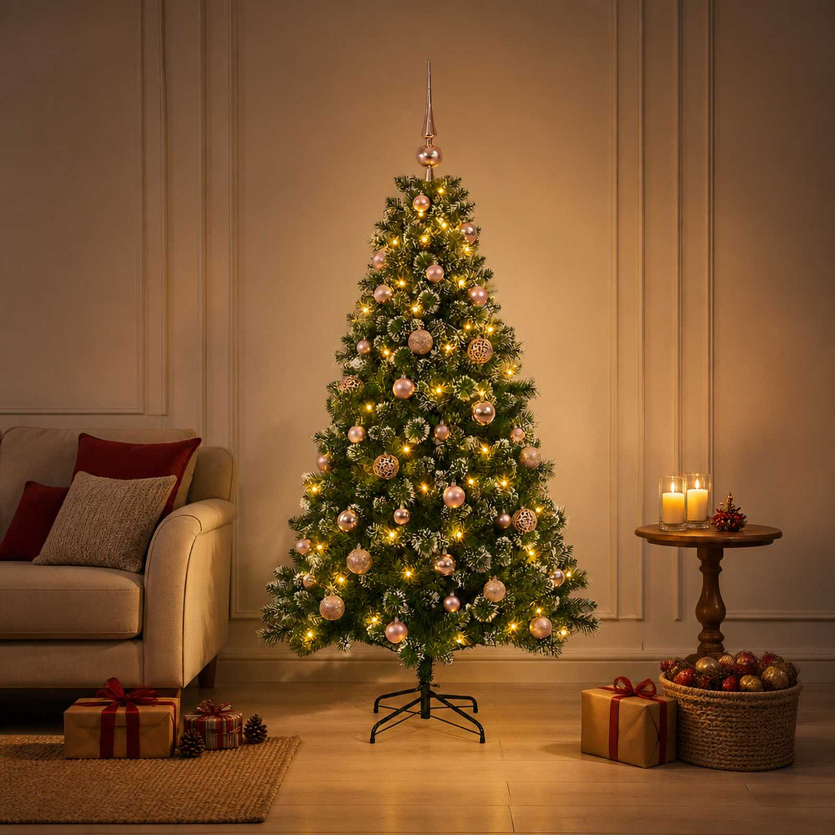 Kunstkerstboom met Ballen 120 cm 150 LED's Warmwit is nu te koop bij PeponiXL, paradijselijk wonen!