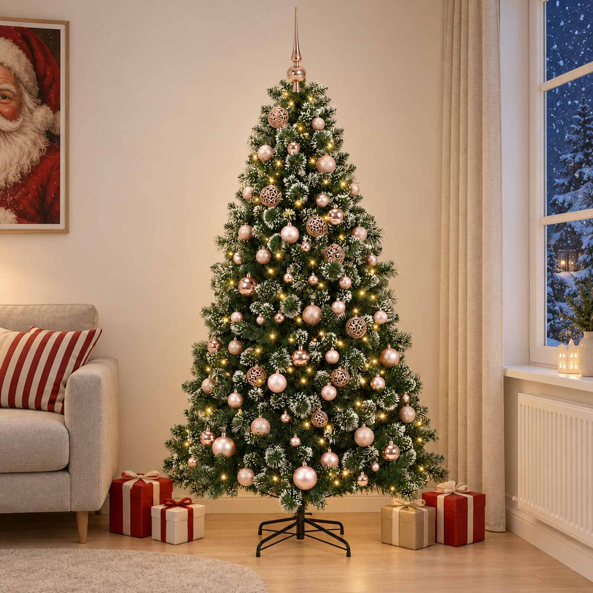 Kunstkerstboom met Ballen 180 cm 300 LED's Warmwit is nu te koop bij PeponiXL, paradijselijk wonen!