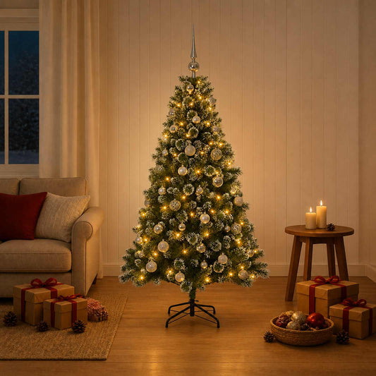 Kunstkerstboom met Ballen 150 cm 150 LED's Warmwit is nu te koop bij PeponiXL, paradijselijk wonen!