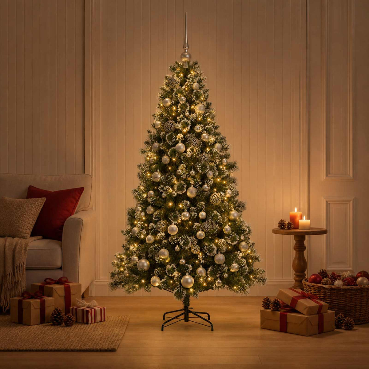 Kunstkerstboom met Ballen 180 cm 300 LED's Warmwit is nu te koop bij PeponiXL, paradijselijk wonen!