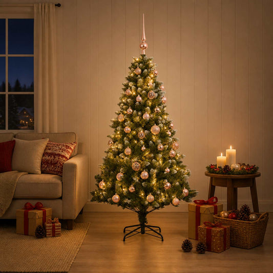 Kunstkerstboom met Ballen 120 cm 150 LED's Warmwit is nu te koop bij PeponiXL, paradijselijk wonen!