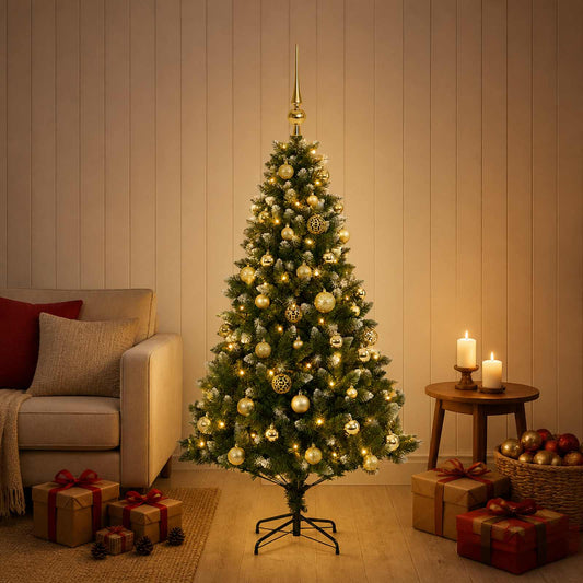 Kunstkerstboom met Ballen 150 cm 150 LED's Warmwit is nu te koop bij PeponiXL, paradijselijk wonen!