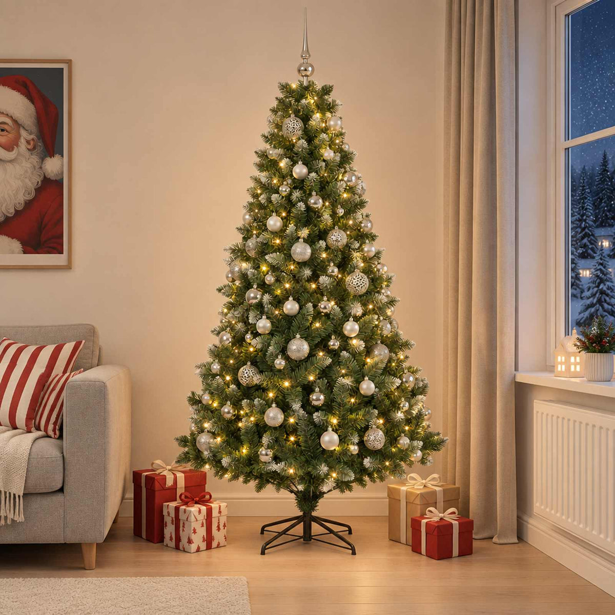 Kunstkerstboom met Ballen 240 cm 300 LED's Warmwit is nu te koop bij PeponiXL, paradijselijk wonen!