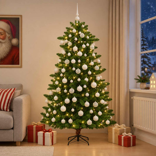 Kunstkerstboom met Ballen 210 cm 300 LED's Warmwit is nu te koop bij PeponiXL, paradijselijk wonen!