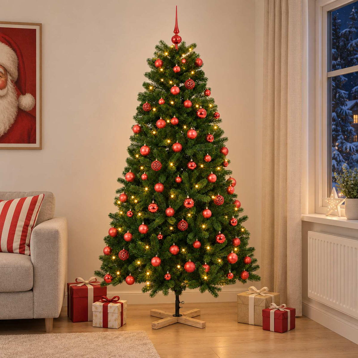 Kunstkerstboom met kerstbal 240 cm 300 LED's Warmwit PVC Groen is nu te koop bij PeponiXL, paradijselijk wonen!