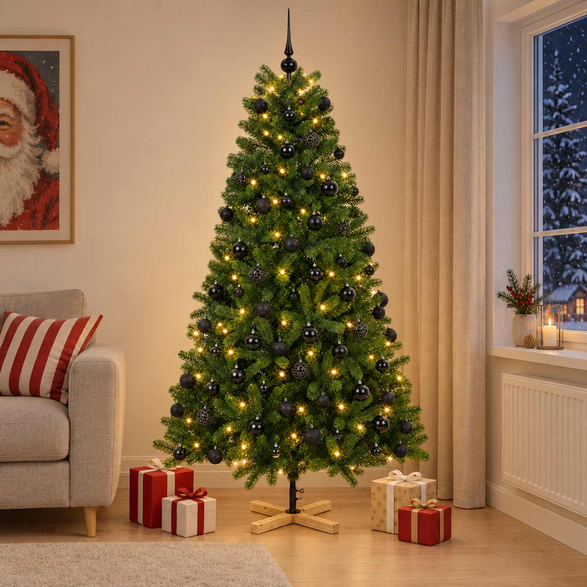 Kunstkerstboom met kerstbal 180 cm 300 LED's Warmwit PVC Groen is nu te koop bij PeponiXL, paradijselijk wonen!