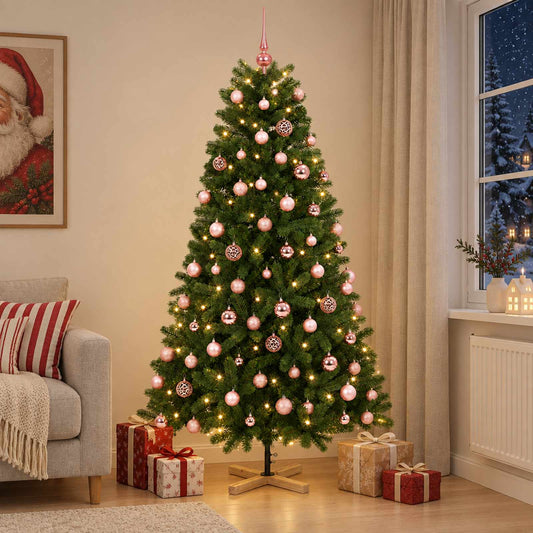 Kunstkerstboom met kerstbal 240 cm 300 LED's Warmwit PVC Groen is nu te koop bij PeponiXL, paradijselijk wonen!
