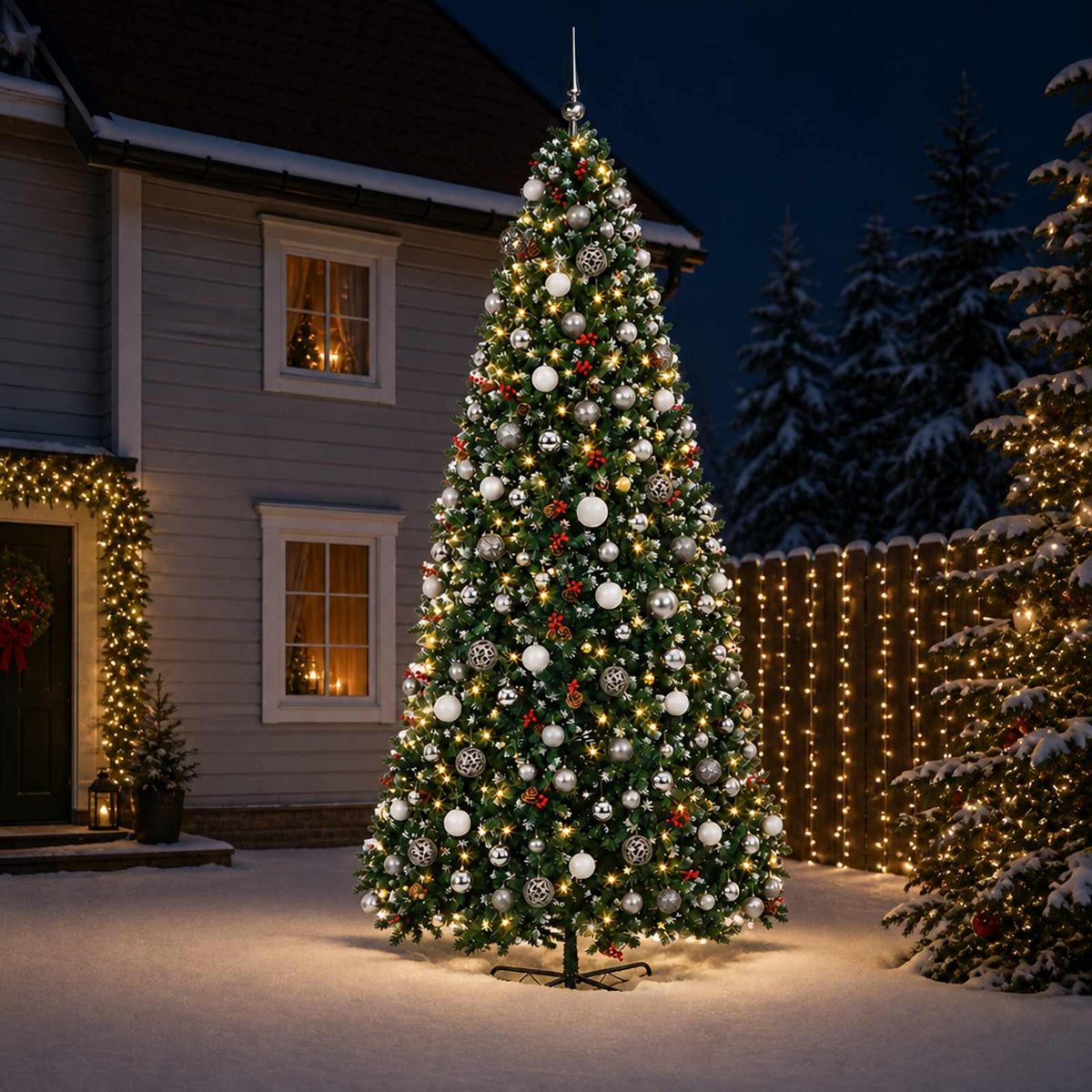 Kunstkerstboom met scharnieren en kerstballen 400 cm 600 LED's is nu te koop bij PeponiXL, paradijselijk wonen!