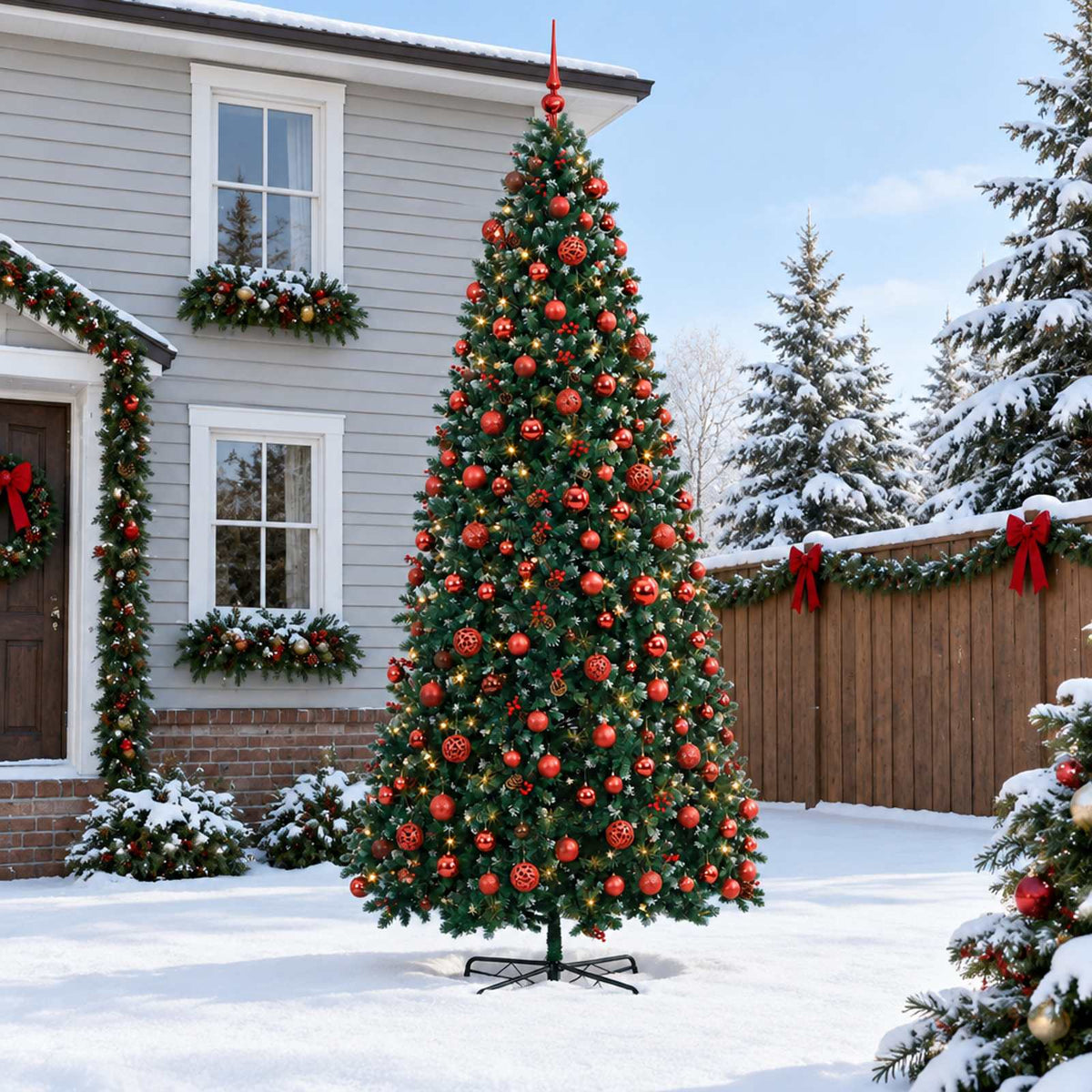 vidaXL Kunstkerstboom met scharnieren en kerstballen 400 cm 600 LED's