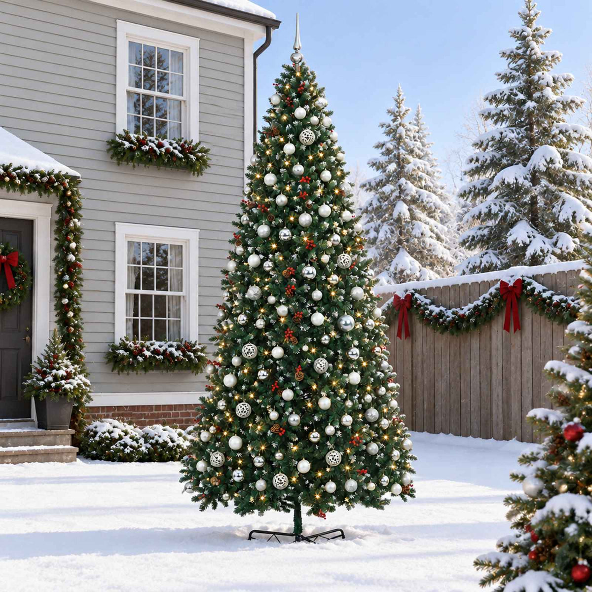 Kunstkerstboom met scharnieren en kerstballen 400 cm 600 LED's is nu te koop bij PeponiXL, paradijselijk wonen!