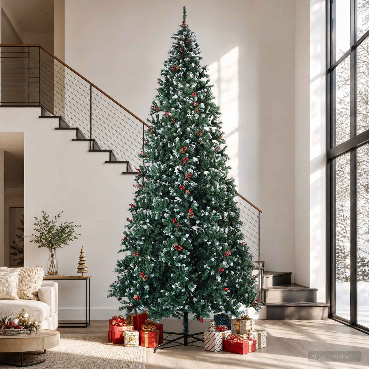 Kunstkerstboom 400 cm PVC en staal Groen en Wit is nu te koop bij PeponiXL, paradijselijk wonen!