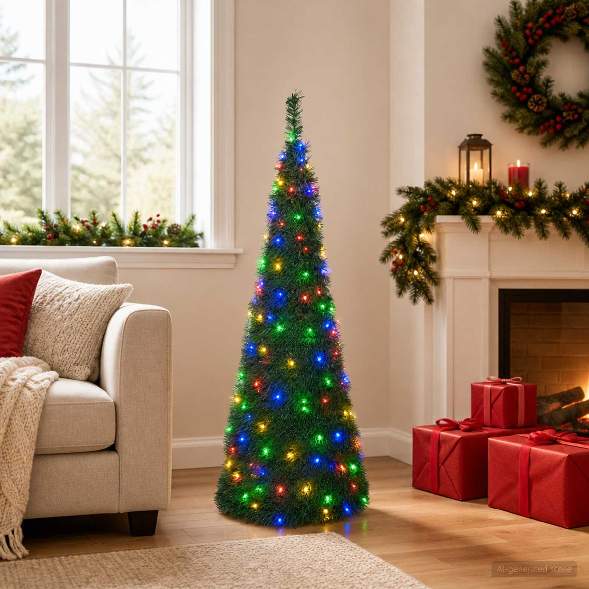 Pop-up led-kerstboom 150 cm 100 LED's PVC Groen is nu te koop bij PeponiXL, paradijselijk wonen!