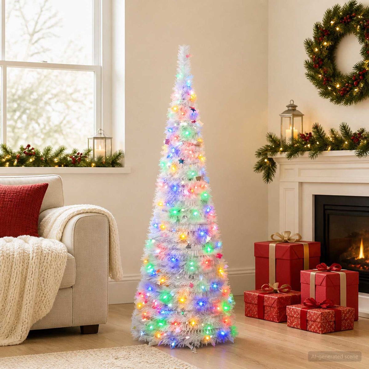 Pop-up led-kerstboom 150 cm 100 LED's PVC en PET Wit is nu te koop bij PeponiXL, paradijselijk wonen!