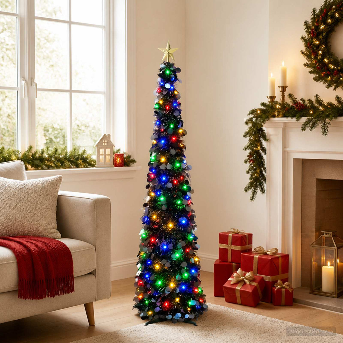 Pop-up LED-kerstboom met ster 150 cm 50 LED's PET Zwart is nu te koop bij PeponiXL, paradijselijk wonen!