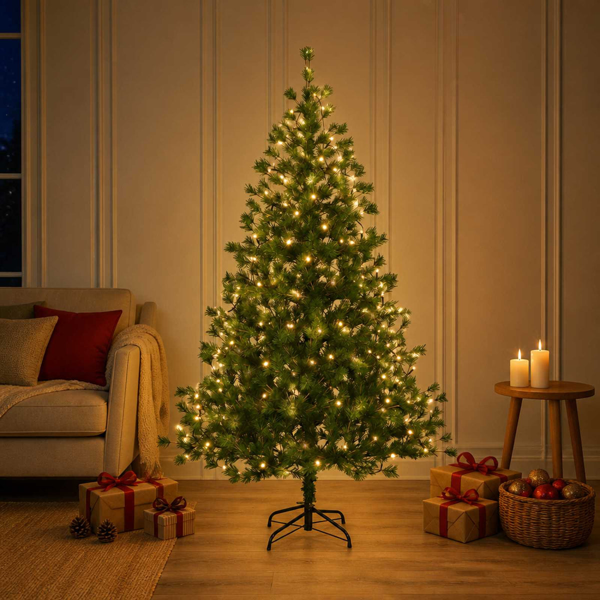 Kunstmatige Inklapbare Kerstboom 120 cm 150 LED's Warmwit is nu te koop bij PeponiXL, paradijselijk wonen!