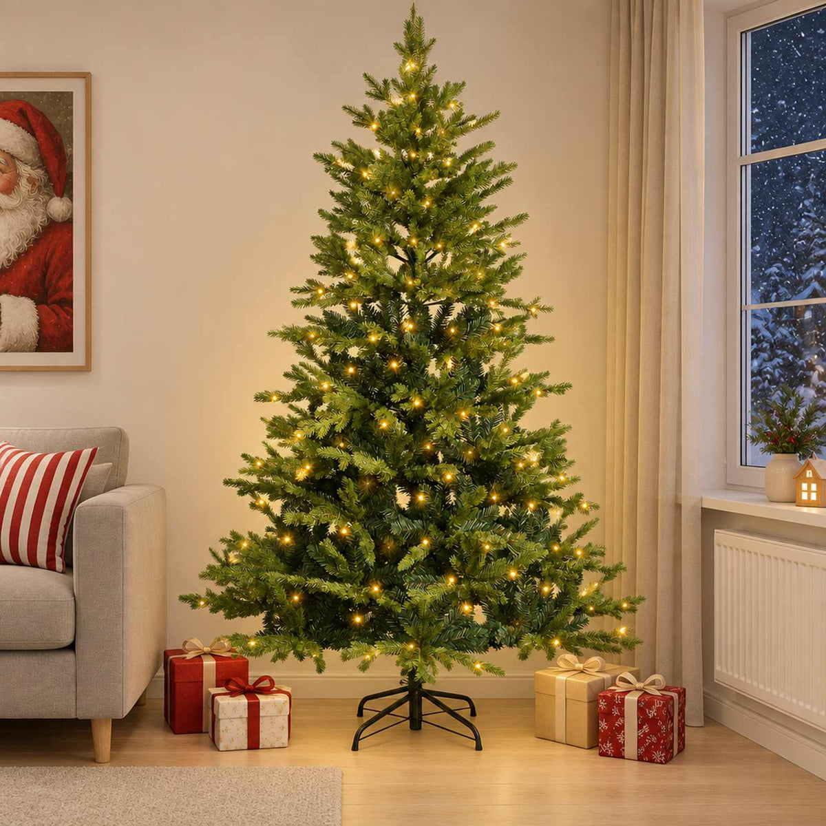 vidaXL Kunstmatige Inklapbare Kerstboom 180 cm 300 LED's Warmwit