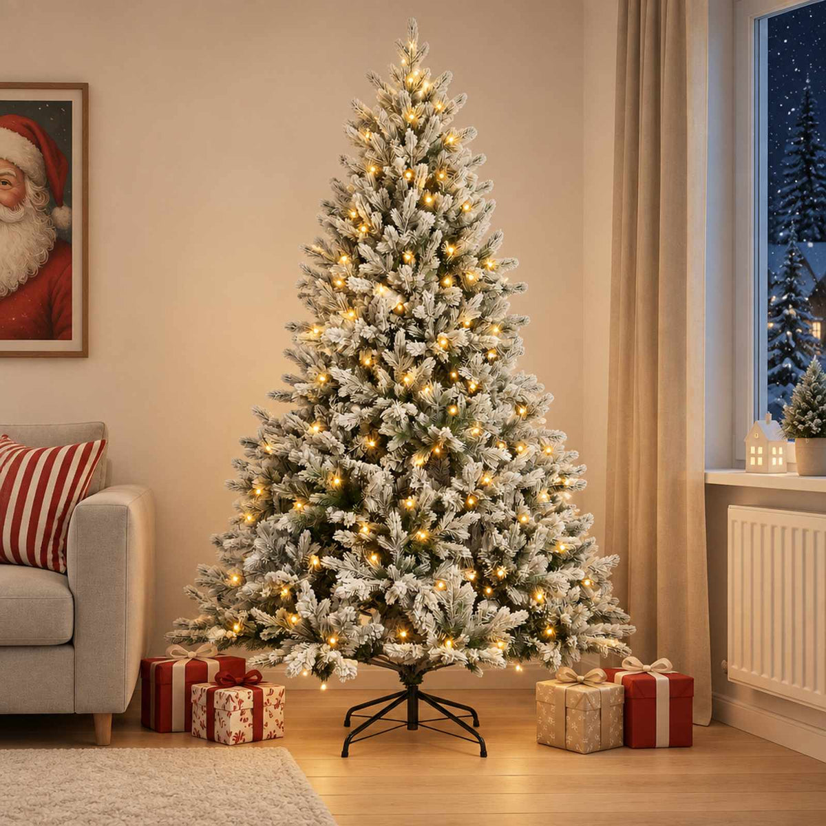 Kunstmatige Inklapbare Kerstboom 180 cm 300 LED's Warmwit is nu te koop bij PeponiXL, paradijselijk wonen!
