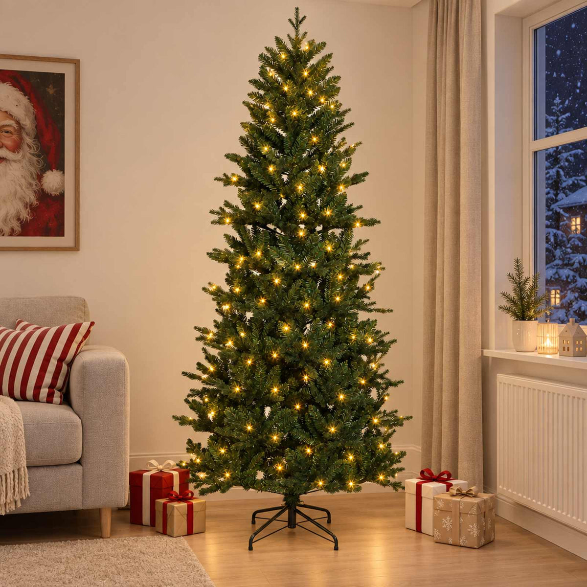 Kunstmatige Inklapbare Kerstboom 210 cm 300 LED's Warmwit is nu te koop bij PeponiXL, paradijselijk wonen!