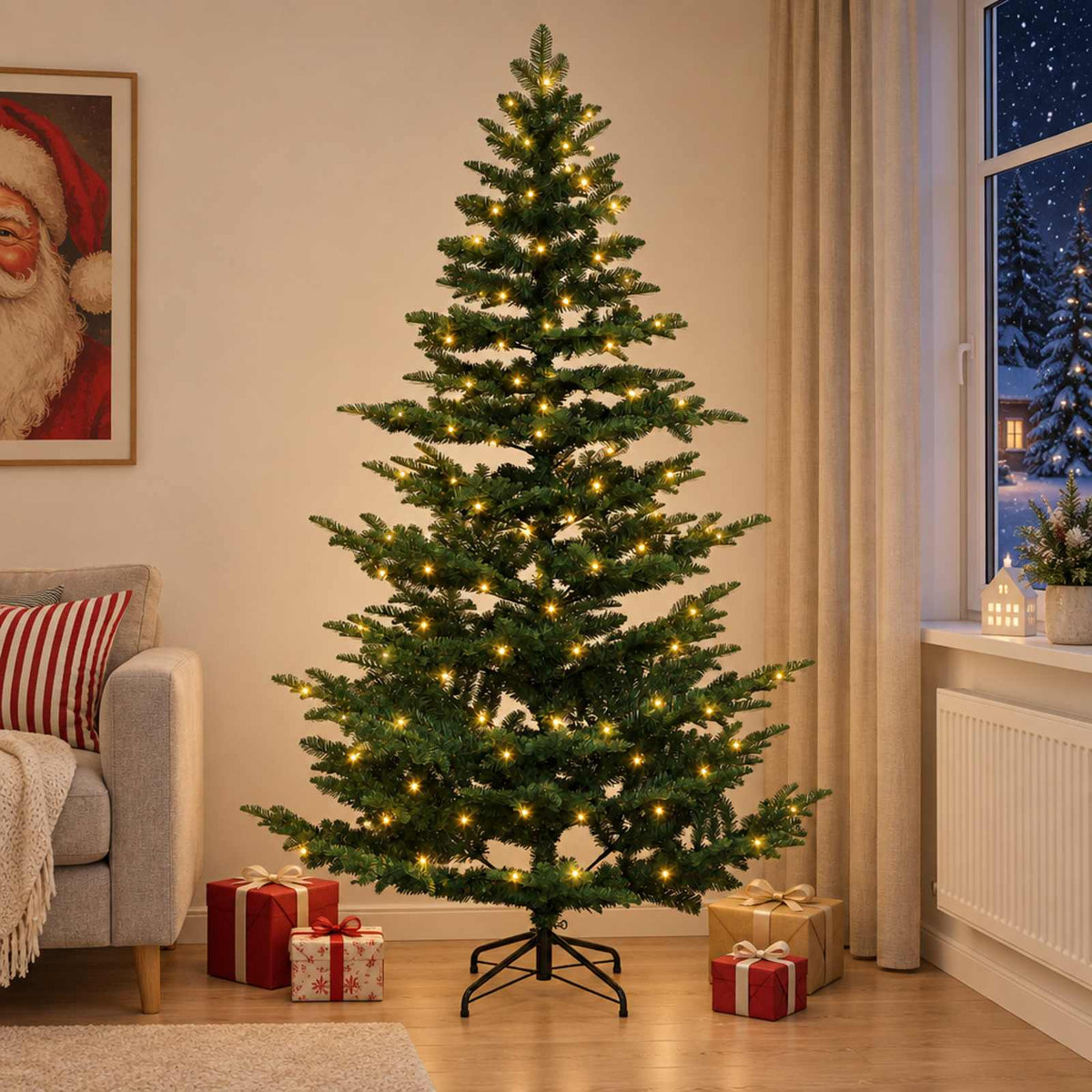 vidaXL Kunstmatige Inklapbare Kerstboom 240 cm 300 LED's Warmwit