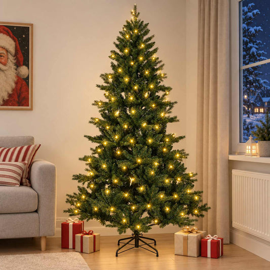 Kunstmatige Inklapbare Kerstboom 120 cm 150 LED's Warmwit is nu te koop bij PeponiXL, paradijselijk wonen!
