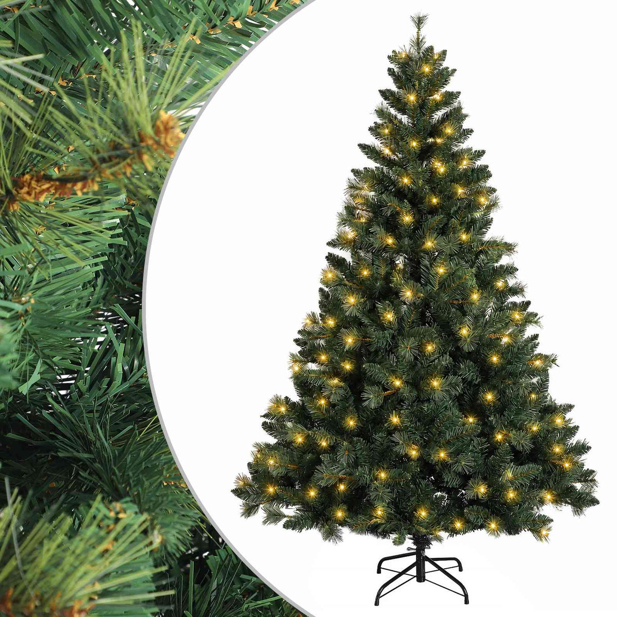 Kunstmatige Inklapbare Kerstboom 150 cm 150 LED's Warmwit is nu te koop bij PeponiXL, paradijselijk wonen!