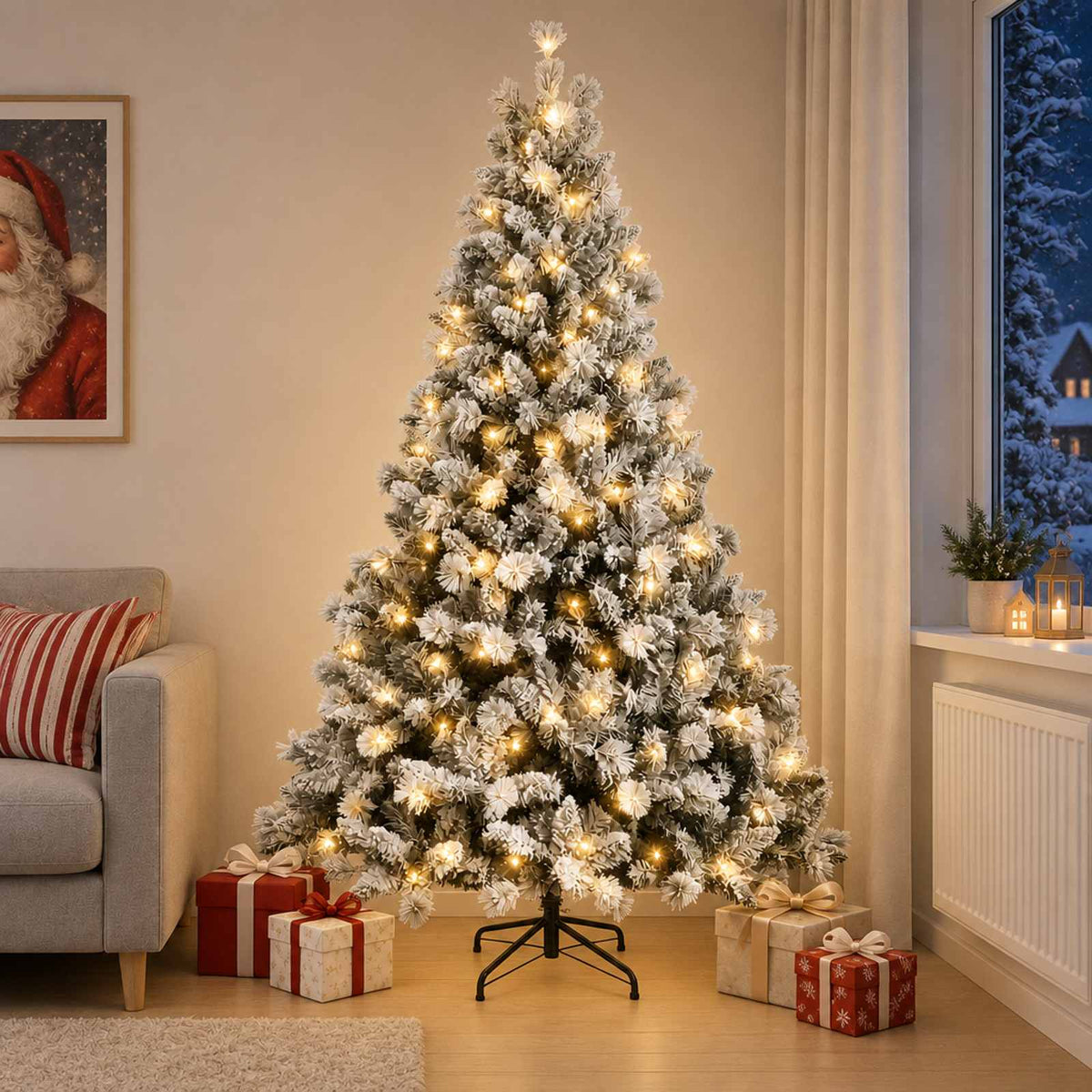 Kunstmatige Inklapbare Kerstboom 180 cm 300 LED's Warmwit is nu te koop bij PeponiXL, paradijselijk wonen!